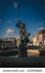 Mars Monument In Market Place In Eastern Europe In The Morning

