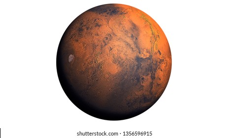 Mars Planet isolated in white, Elements of this image furnished by NASA - Powered by Shutterstock