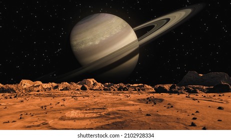 A mars planet surface and a big planet background