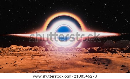 A mars planet surface and a big planet background