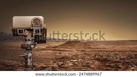 Mars Rover explores the red planet. Elements of this image furnished by NASA.