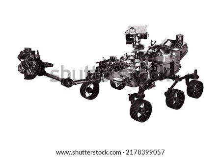 Mars rover isolated on white background. Elements of this image furnished by NASA. High quality photo