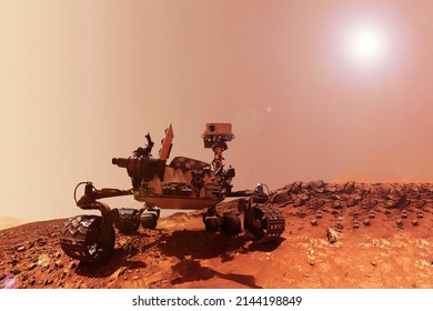 Mars rover on the surface of Mars. Elements of this image furnished by NASA. High quality photo