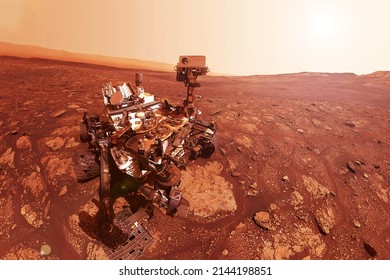 Mars rover on the surface of Mars. Elements of this image furnished by NASA. High quality photo - Powered by Shutterstock