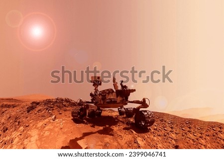 Mars rover on the surface of Mars. Elements of this image furnished by NASA. High quality photo