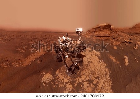 Mars rover on the surface of Mars. Elements of this image furnished by NASA. High quality photo