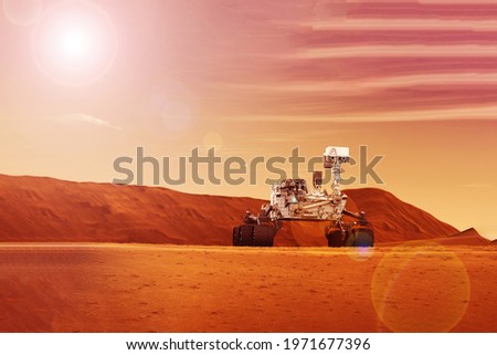 Mars rover on the surface of the planet Mars. Elements of this image were furnished by NASA. High quality photo