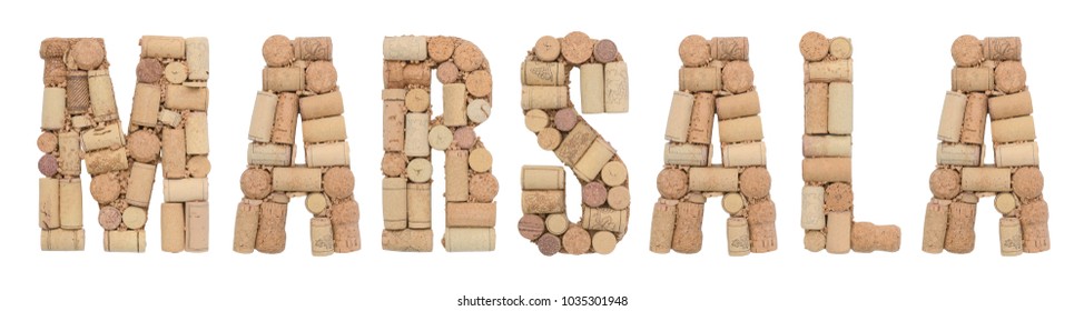 Marsala Made Of Wine Corks Isolated On White Background