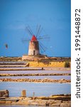 Marsala Salt Pans with the Windmills, Trapani, Sicily, Italy, Europe