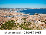 Marseille aerial panoramic view. Marseille is the second largest city of France.