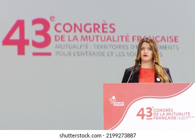 Marseille, France - 07 09 2022: Marlene Schiappa, Secretary Of State For The Social And Solidarity Economy And Associative Life, At The Mutualité Française Congress In September 2022 In Marseille.