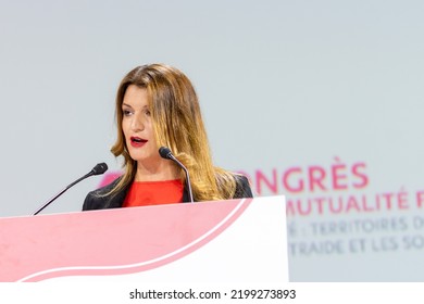 Marseille, France - 07 09 2022: Marlene Schiappa, Secretary Of State For The Social And Solidarity Economy And Associative Life, At The Mutualité Française Congress In September 2022 In Marseille.