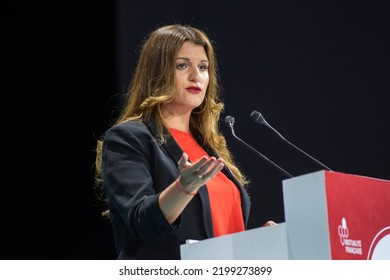 Marseille, France - 07 09 2022: Marlene Schiappa, Secretary Of State For The Social And Solidarity Economy And Associative Life, At The Mutualité Française Congress In September 2022 In Marseille.