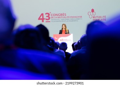 Marseille, France - 07 09 2022: Marlene Schiappa, Secretary Of State For The Social And Solidarity Economy And Associative Life, At The Mutualité Française Congress In September 2022 In Marseille.