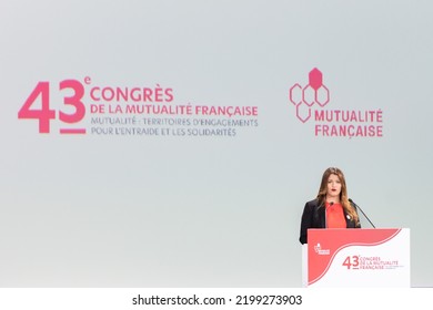 Marseille, France - 07 09 2022: Marlene Schiappa, Secretary Of State For The Social And Solidarity Economy And Associative Life, At The Mutualité Française Congress In September 2022 In Marseille.