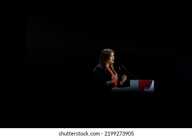 Marseille, France - 07 09 2022: Marlene Schiappa, Secretary Of State For The Social And Solidarity Economy And Associative Life, At The Mutualité Française Congress In September 2022 In Marseille.