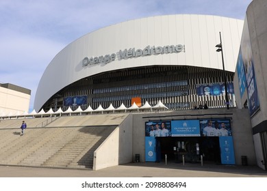 Marseille, France - 12 30 2021 : The Stade Vélodrome, Or Orange Velodrome Stadium, Football Stadium Of The Olympique De Marseille, Exterior View, City Of Marseille, Bouches Du Rhône Department, France