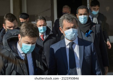 Marseille, France - 30 January 2022: Benoit Payan (left) And Gerald Darmanin (right).