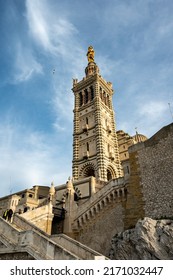 Marseille. France. Bouche-du-Rhone.  04.11.2022. Basilica of Notre Dame de la Garde
