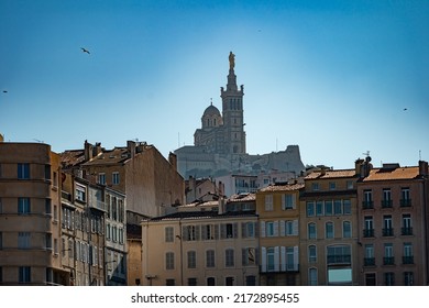 Marseille. France. Bouche-du-Rhone.  04.11.2022. The Basilica of Notre Dame de la Garde