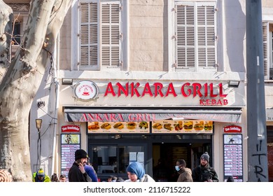 Marseille, France - January 28, 2022: Turkish Restaurant Ankara Grill Serving Traditional Turkish Food In The City Of Marseille, France.