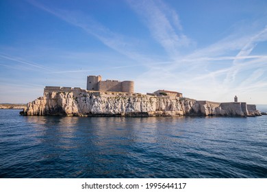 Marseille, France - June 2021 : Chateau d'If, a fortress and former prison located on the Ile d'If, the smallest island in the Frioul archipelago offshore from Marseille