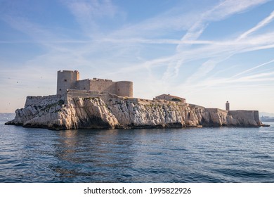 Marseille, France - June 2021 : Chateau d'If, a fortress and former prison located on the Ile d'If, the smallest island in the Frioul archipelago offshore from Marseille