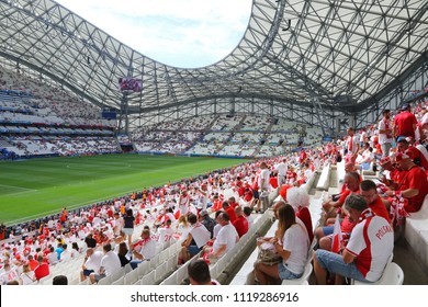 MARSEILLE, FRANCE - JUNE 21, 2016: Panoramic View Of Stade Velodrome Stadium During The UEFA EURO 2016 Game Ukraine V Poland