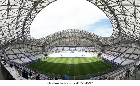 MARSEILLE, FRANCE - JUNE 21, 2016: Panoramic View Of Stade Velodrome Stadium Before The UEFA EURO 2016 Game Ukraine V Poland