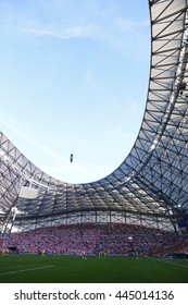 MARSEILLE, FRANCE - JUNE 21, 2016: Panoramic View Of Stade Velodrome Stadium During The UEFA EURO 2016 Game Ukraine V Poland