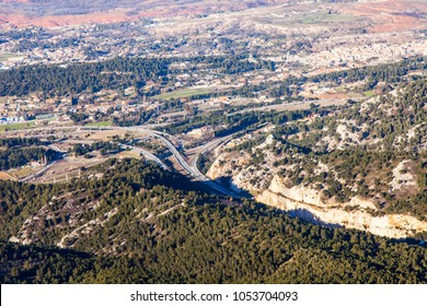 MARSEILLE, FRANCE, On March 2, 2018. Areas And A Road Outcome, Adjacent To The City, Are Visible From A Window Of The Plane Coming In The Land At The Airport