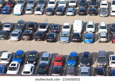 Marseille, France- September 25th 2019: Cars On A Parking Lot Near The Cruise Terminal