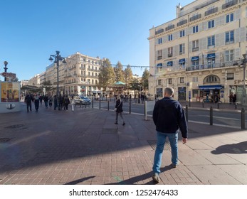Marseille/France - November 18 2018:  La Canebière Avenue. Marseille Is The Second-largest City Of France. It Is The Main City Of The Historical Province Of Provence.