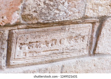 Marseille/France - September 12 2014: Carvings in the Chateau d'If castle, Marseille, France. It is a fortress famous for being one of the settings ot the novel The Count of Monte Cristo.