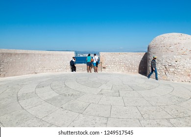 Marseille/France - September 12 2014: On the roof of Chateau d'If castle, Marseille, France. The Château d'If is a fortress famous for being one of the settings ot the novel The Count of Monte Cristo.