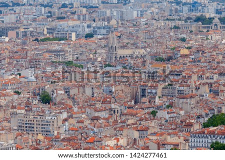 Marseilles. Scenic aerial view of the city on a sunny day.
