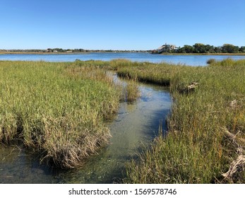 Marsh On Shinnecock Bay In Southampton, Long Island, NY.