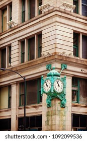 Marshall Field's clock on State Street in Chicago, USA