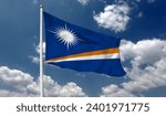 Marshall Islands flag waving  beautiful sky. Marshall Islands flag for independence day