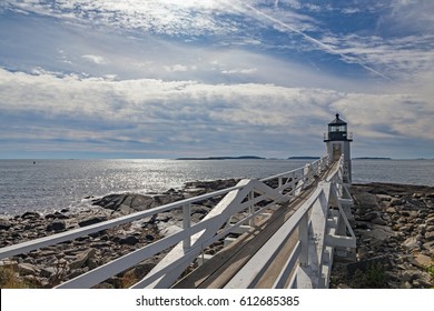 Marshall Point Lighthouse In Port Clyde, Maine. This Lighthouse Is Known As The Beacon Actor Tom Hanks Ran To In His Running Journey In The Movie Forrest Gump.