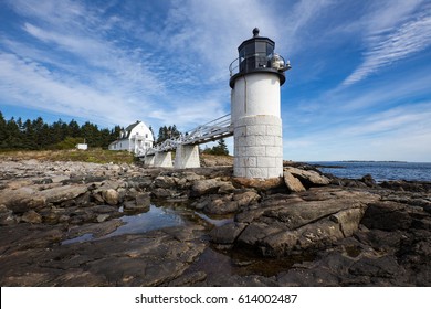 Marshall Point Lighthouse In Port Clyde, Maine. This Lighthouse Is Known As The Beacon Actor Tom Hanks Ran To In His Running Journey In The Movie Forrest Gump.