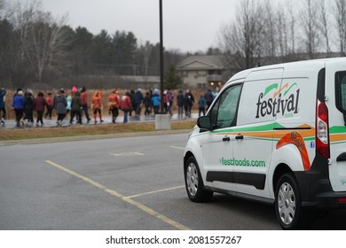 Marshfield, Wisconsin USA - November 25th, 2021: Festival Foods Held Their Annual Turkey Trot Run For Thanksgiving 2021. 