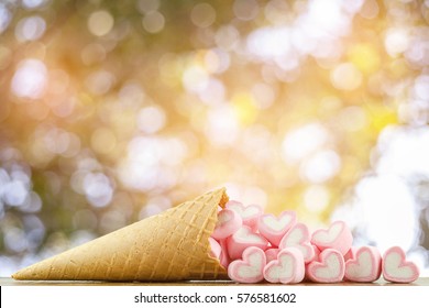 Marshmallow Heart Shape With Ice Cream Cone