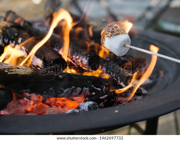 Marshmallow On Stick Roasting Over Firepit Stock Photo Edit Now