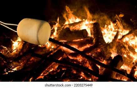 Marshmallow Starting To Roast Over And Open Fire For Smores