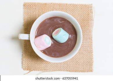 Marshmallows In Hot Coco With White Cup,