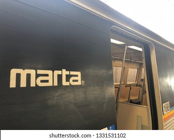 MARTA Atlanta Public Transit, Subway Metro Train, ATLANTA, GEORGIA, February 2019, Passenger Transportation.