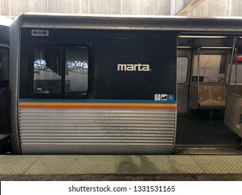 MARTA Atlanta Public Transit, Subway Metro Train, ATLANTA, GEORGIA, February 2019, Passenger Transportation.