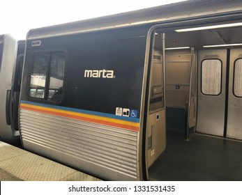 MARTA Atlanta Public Transit, Subway Metro Train, ATLANTA, GEORGIA, February 2019, Passenger Transportation.