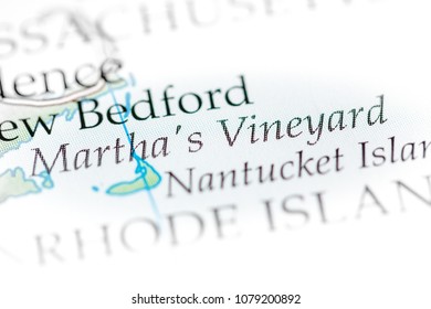 Martha's Vineyard, USA On A Map. 